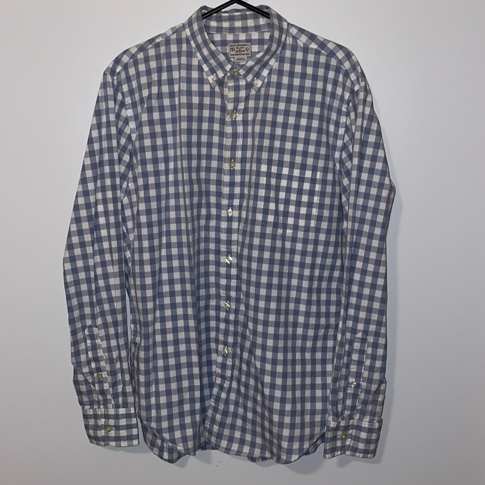Tailored by J. Crew quality woven shirt-light gray checkered pattern
